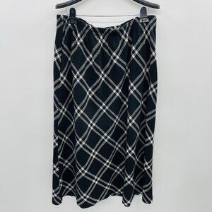 C.D. Cathy Daniels Womens Plus Size 1X Plaid Pull On Midi Skirt in Black/White